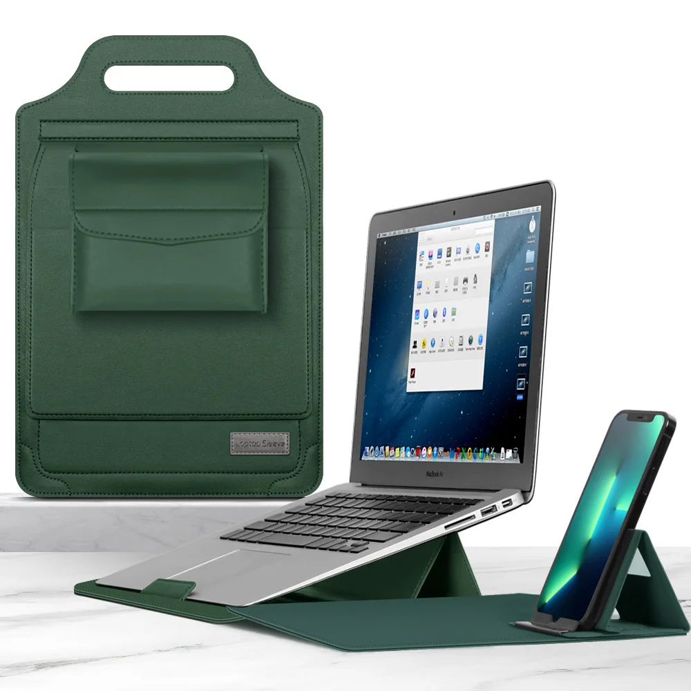 For Chuwi CoreBook Air Plus 16inch Laptop Sleeve Foldable Stand Mouse Pad Phone Holder Charger Cable Mouse Pouch Flip Bag Case