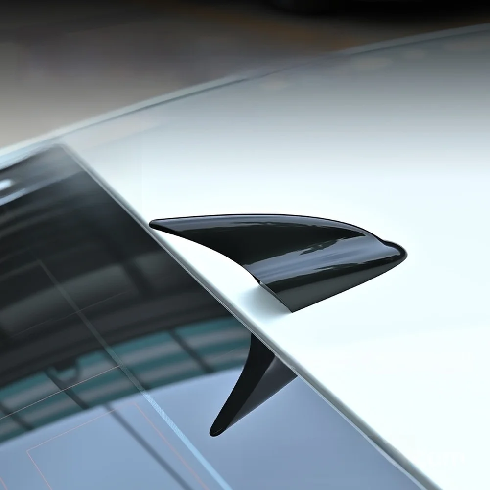 Shark Fin Antenna Cover for Car Black ABS Roof Spoiler Decorative Enhancement Compatible with Most Vehicle Models