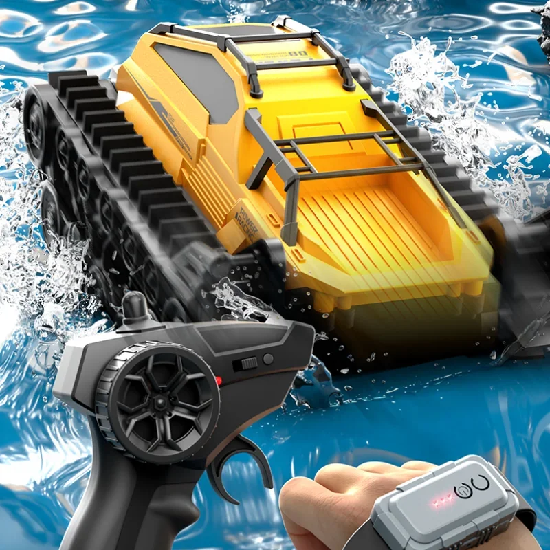 Dual Remote Control Amphibious Terrain Tracked Tank RC High Speed Car  Racing Vehicle Wireless Handle Kids Toys Boy Outdoor Game