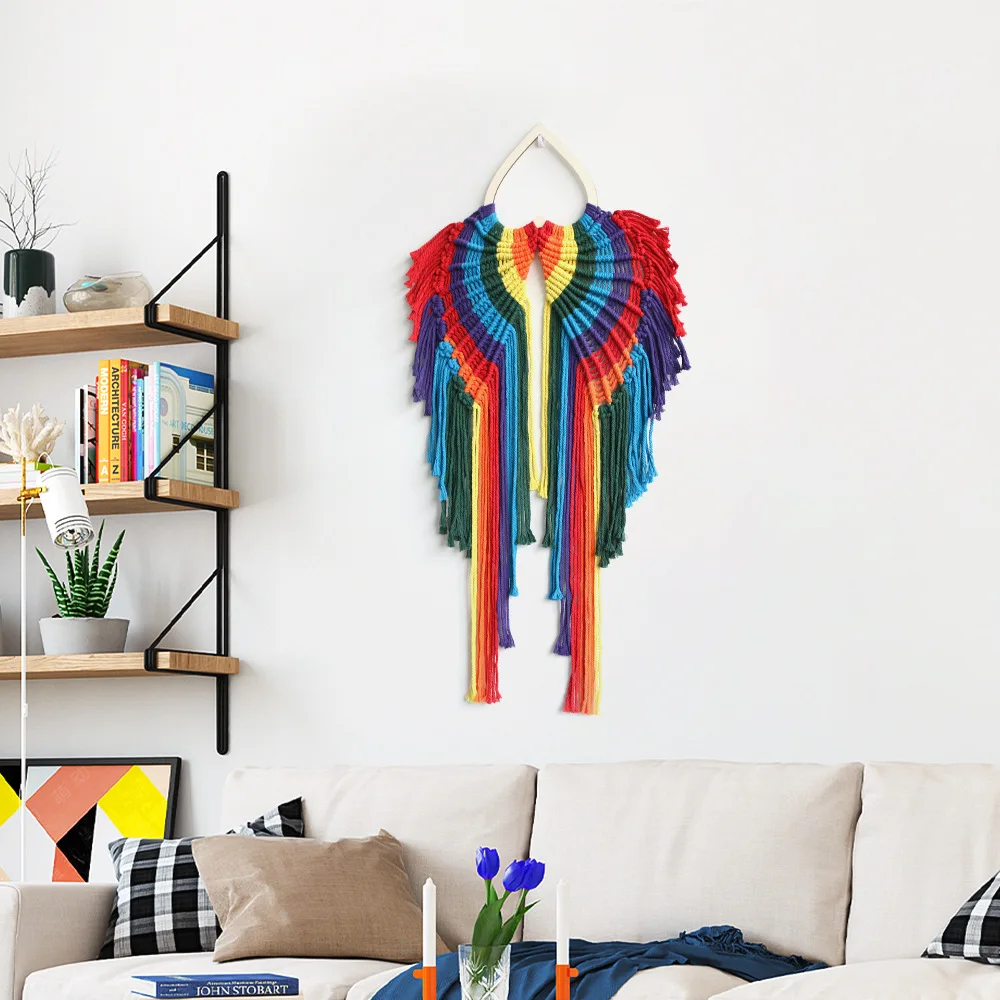 New Creative Colorful Angel Tapestry Bohemian Tapestry Wings Handwoven Wall Hanging for Home Decor Girl Kid Room Wall Decoration