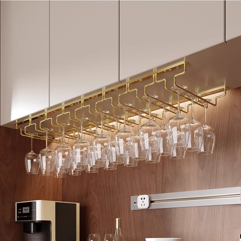 Premium 304 Stainless Steel Wine Glass Hanger Extra-Thick Rustproof Hanging System No-Tool Installation Kitchen Organizer