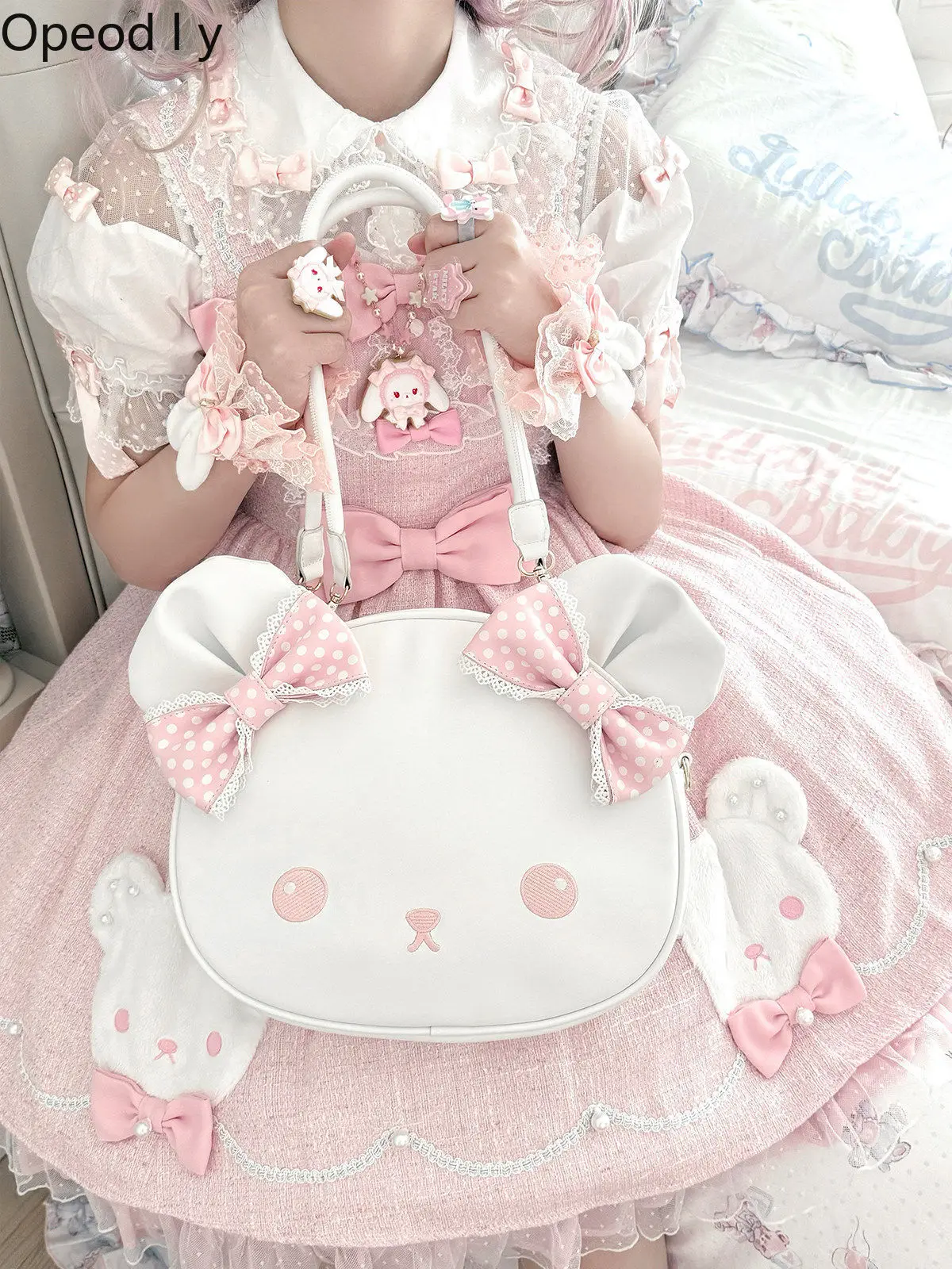 

Lolita Original Design Japanese Cartoon Cute Womens Shoulder Bag Daily Commute Casual Zipper Large Capacity Lolita Handbag