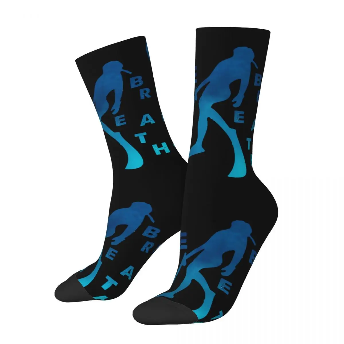 Sock for Men One Breath Spearfishing Freediving Lovers Dive Scuba Diving Breathable Pattern Printed Crew Sock Casual Gift