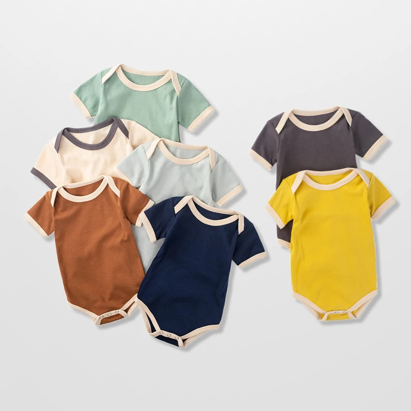 Baby Bodysuits Boys Girls Short Sleeve Onesies Bodysuit One-piece 100% Cotton for Infant Unisex Summer Tops