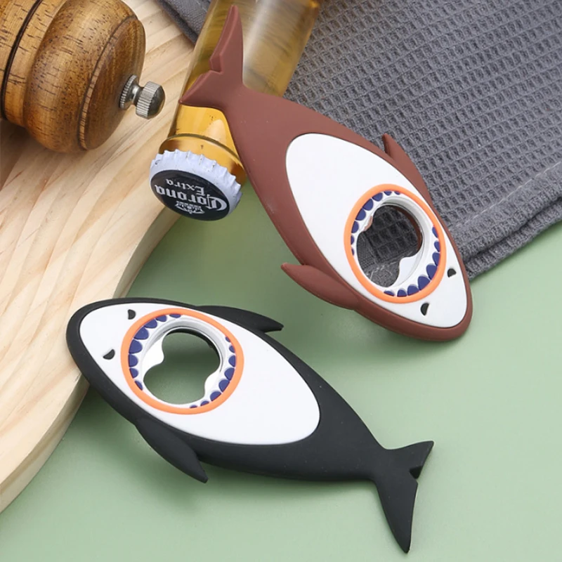 Cute Shark Beer Bottle Opener Creative Personality Soft Glue Strong Magnetic Refrigerator Bar Beer Home Bar Tools