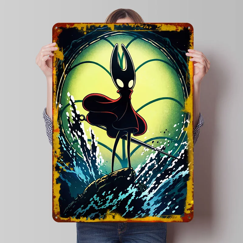 Hollow Knight Silksong Sea Of Sorrow Metal Poster Custom Wall Art Retro Vintage Tinplate Signs for Man Cave Aesthetic Room Decor