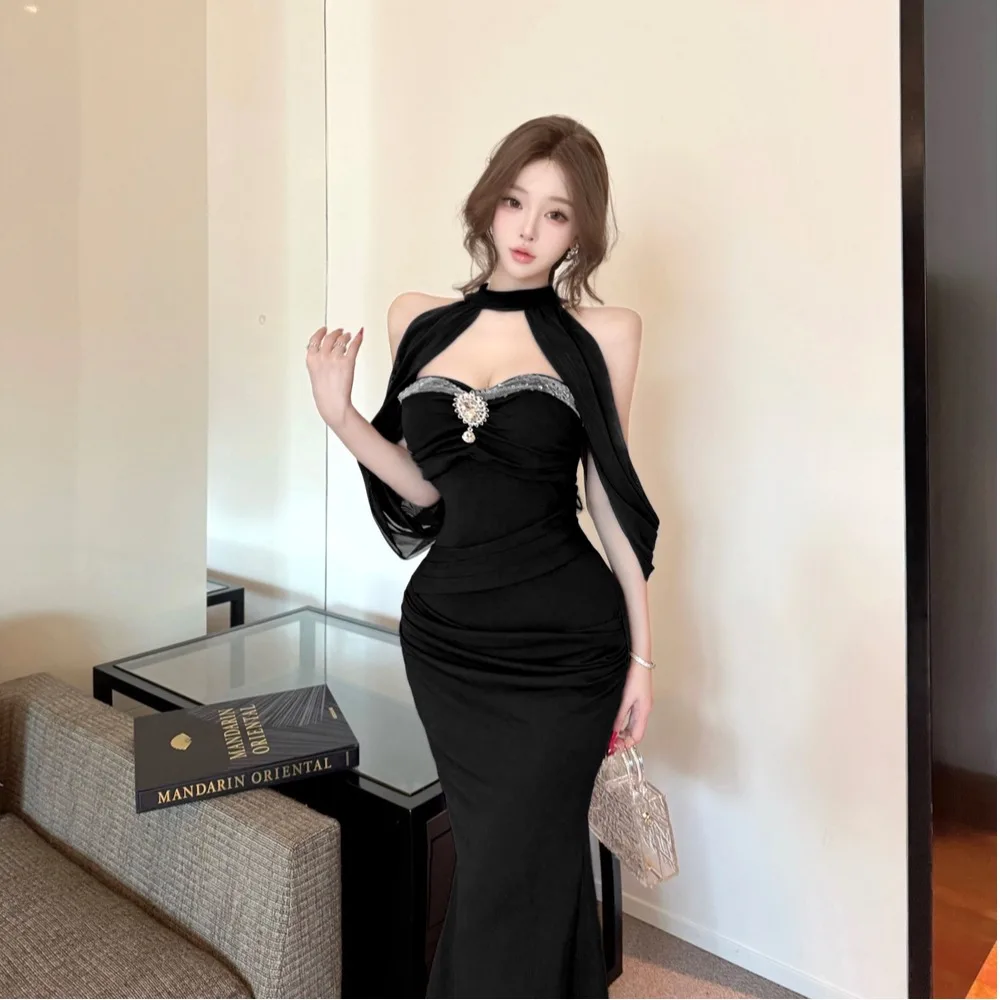 

Ele Фиолетовое платье на бретельках Ne Hanging с высокой талией Slim Fit Long Dr Осенний сезон Женское Faion Desire to Be Seen Bod...