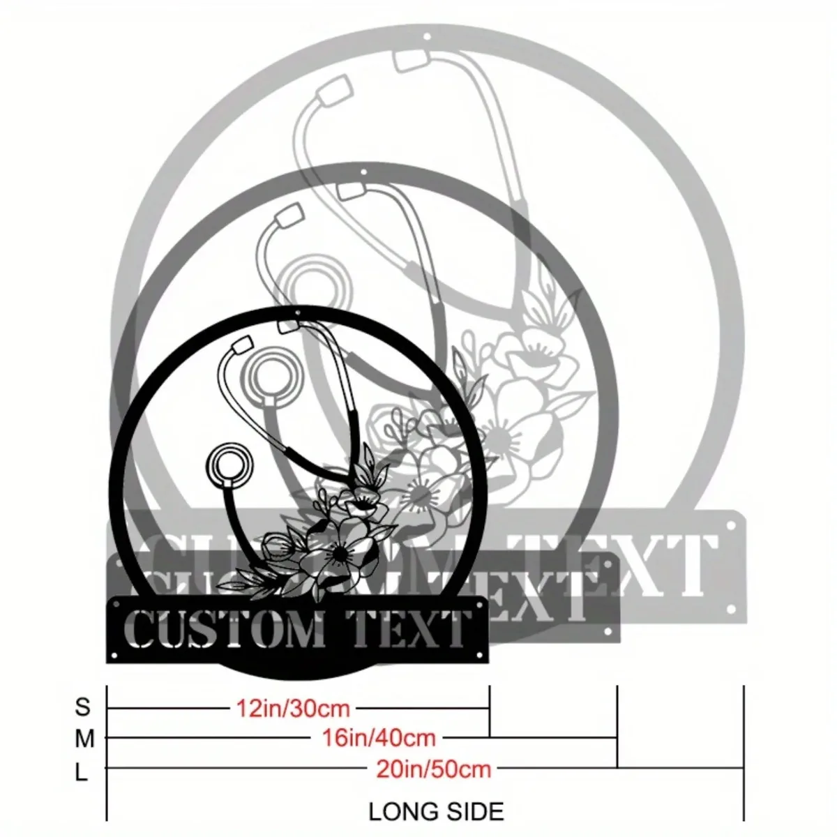 Custom Nurse Name & Floral Stethoscope Metal Wall Art | Charming Design | Ideal Gift for Nurses | Easy-to-Hang Home Decor