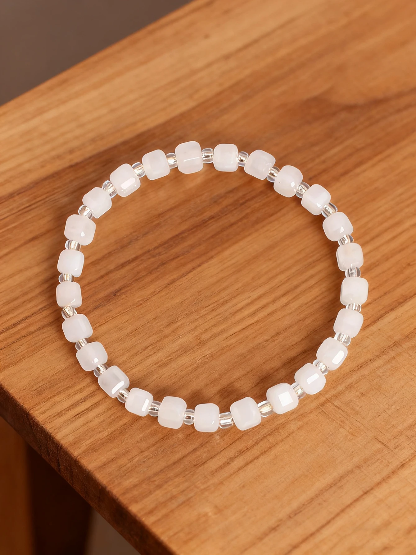 

New Natural Stone Bracelet White Jade 6mm Cut Facet Bead for Vigour Calmness & Protection Healing Crystal Jewelry Gift for Women