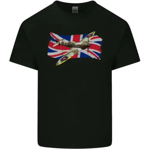 Supermarine Spitfire with the Union Jack Mens Cotton T-Shirt Tee Top