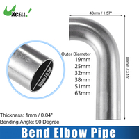 Uxcell Bend Elbow Pipe Tube OD 19mm 25mm 32mm 38mm 51mm 63mm  90° Exhaust Pipe for Car 80mm 87mm 100mm 110mm 120mm Leg Length