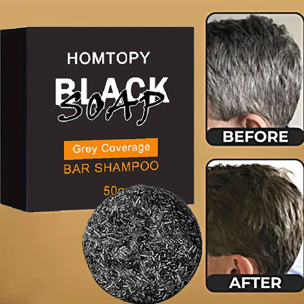 Champú para oscurecer el cabello, barra de jabón para reparar el cabello gris y blanco, champú de tinte Natural, brillo negro, 4 piezas, 50g