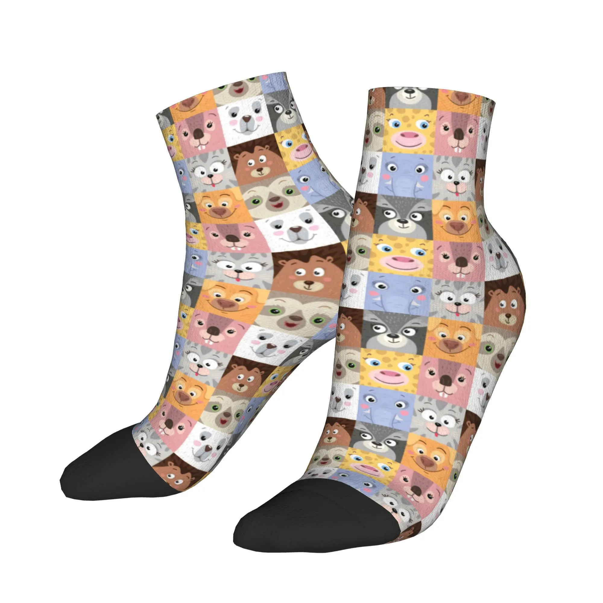 

Cute square animal faces Ankle Socks Gothic Soft Casual Socks Spring Running Design Anti-Slip Sock For Unisex Men Gift