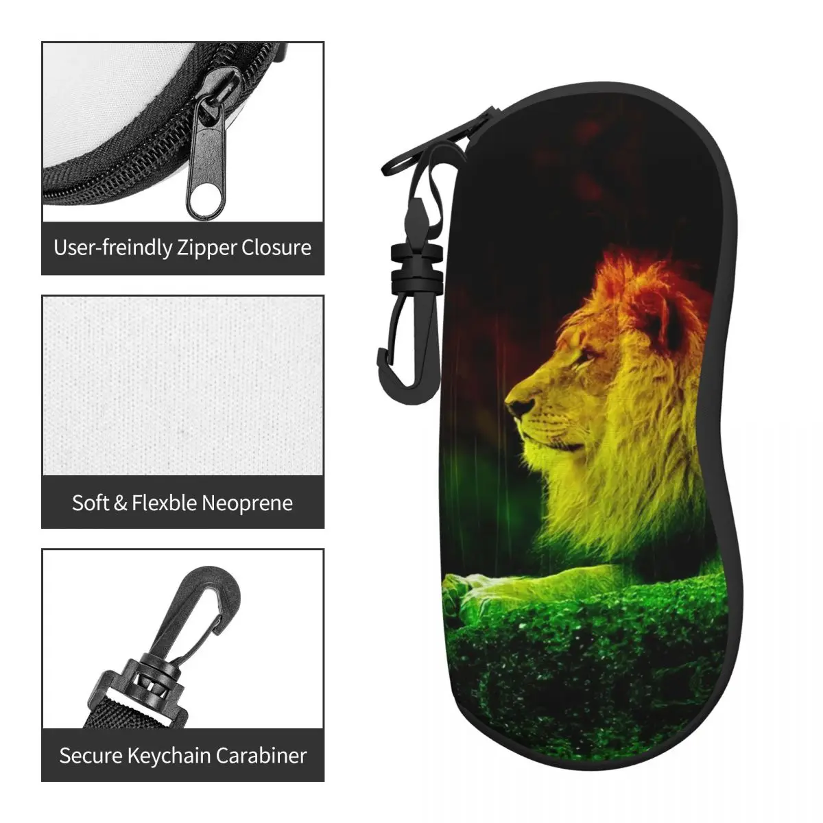 Custom Jamaica Rastafarian Reggae Rasta Lion Eyeglass Glasses Case Men Women Soft Jamaican Proud Sunglasses Protective Bag