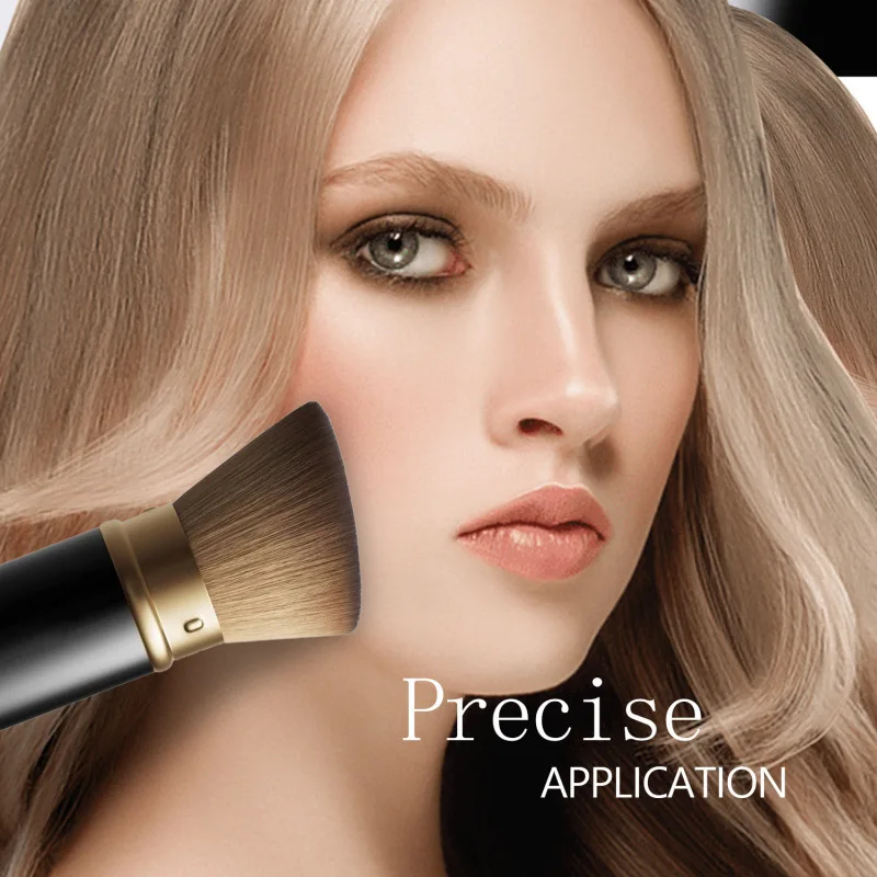 New Retractable Black Kabuki Makeup Brush for Liquid, Cream and Powder Face Makeup Featuring Aluminium Handle Beauty Tool