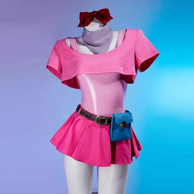 Anime Bulma Cosplay Costume Wig Women Short T-shirt Sexy Leather Bodysuit Headwear Scarf Belt Bag Set Halloween Carnival Clothes