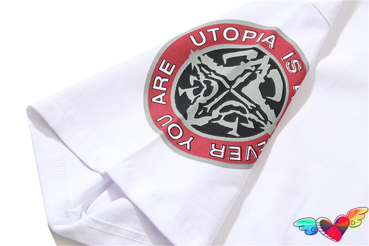 2024 White Utopia Tee Men Women Be Happy Utopia T-shirt Hip Hop Tops Spring Summer Short Sleeve