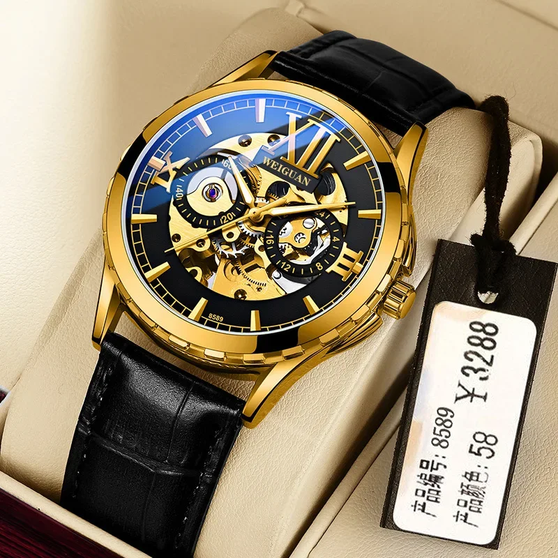 Automatic Movement Mechanical Wrist Watches for Men Hollow Out Elegant Style Business Watch Waterproof Luminous Pointer Watchs