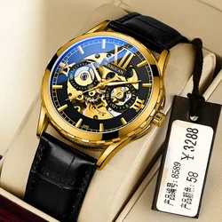 Automatic Movement Mechanical Wrist Watches for Men Hollow Out Elegant Style Business Watch Waterproof Luminous Pointer Watchs