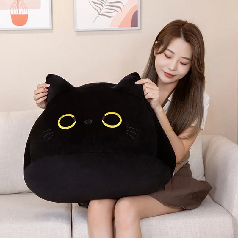 9cm-70cm Kawaii Große Größe Plüsch Katze Kissen Runde Schwarze Katze Bett Kissen Schlafen Spielzeug Gefüllte Weiche tier Puppen Kinder Geburtstag Geschenk – Detail 7