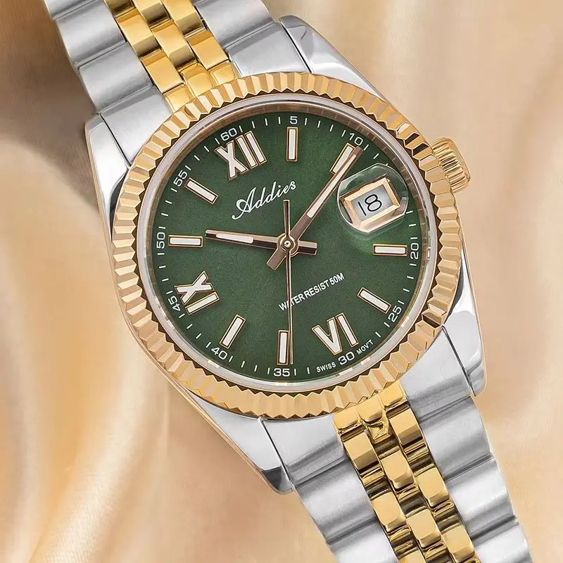 ADDIES Luxury Lady Quartz Watch Sapphire Glass BGW9 Waterproof Luminous Wristwatches Stainless Steel Fashion Women's Wristwatch