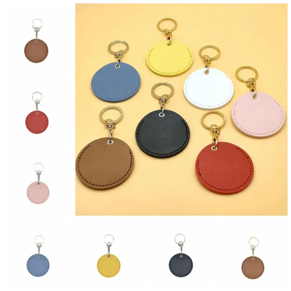 Simple Round Case Key Chain Creative Portable Card Protective Cover Key Ring Solid Color Anti-lost Access Control Card Cover