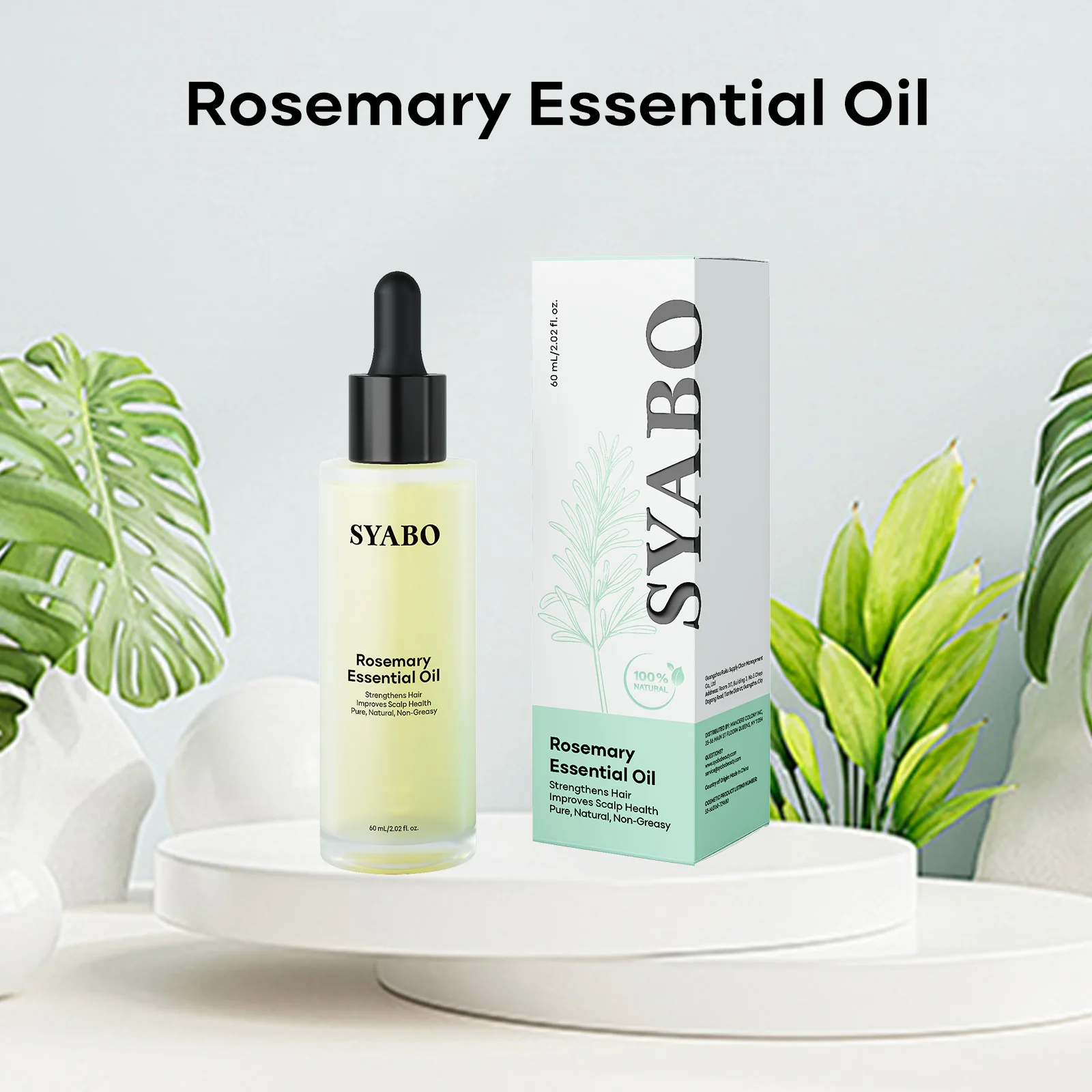 2pcs Rosemary Essential Oil, 100% Natural, Premium Glass Dropper Hair Oil, Rosemary Essential Oil for Hair Care 2.02 FL OZ