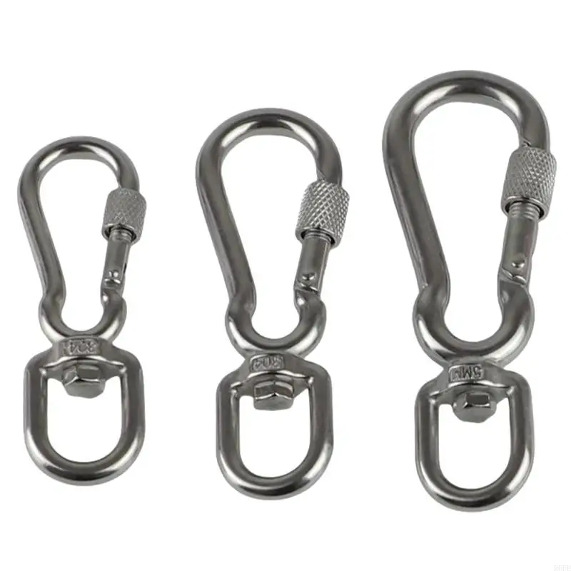 

R6FE Stainless Steel Hook with Swivels for Dog Collar Carabiner with Swivels Joint Bolted Carabiner for Pet Leashes/Camping Tent