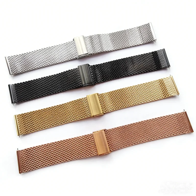 22mm Universal Watchband Quick Release Watch Band Mesh Stainless Steel Strap Wrist Belt Bracelet Silver