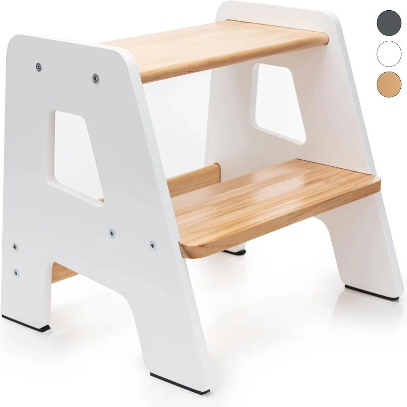Folding wooden adjustable height platform kitchen toddler footstool