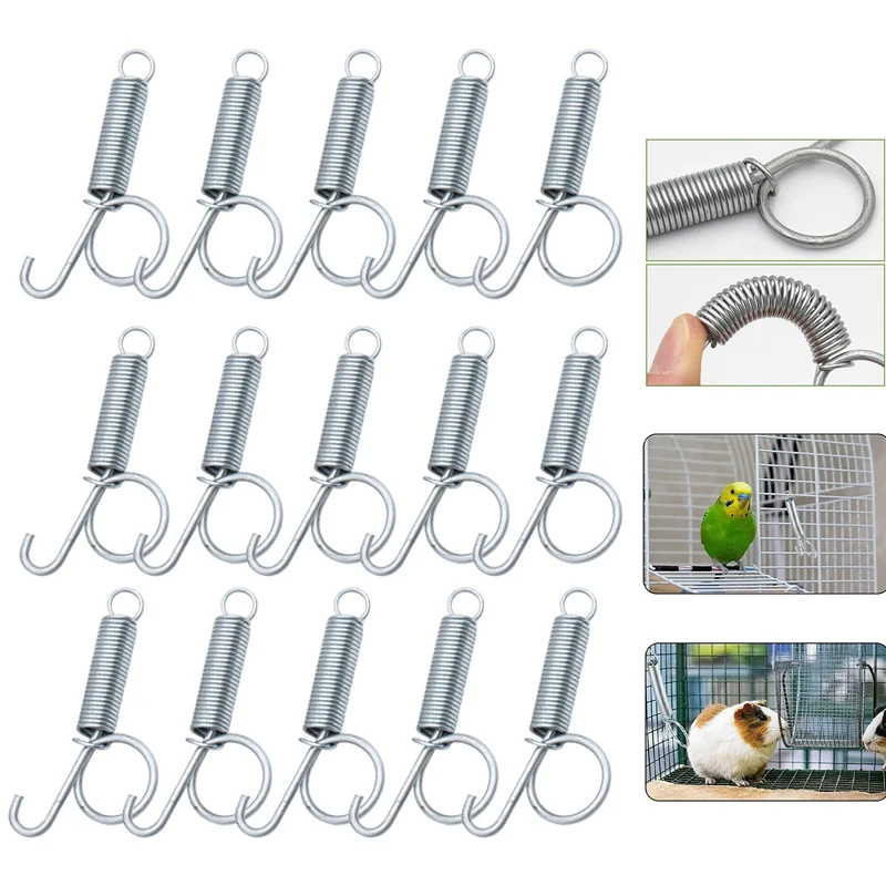 20Pcs 45/75/85mm Cage Door Spring Hook Metal Spring Hooks Sturdy Tension Fixing Spring for Wire Rabbit/Bird/Hamster Cages