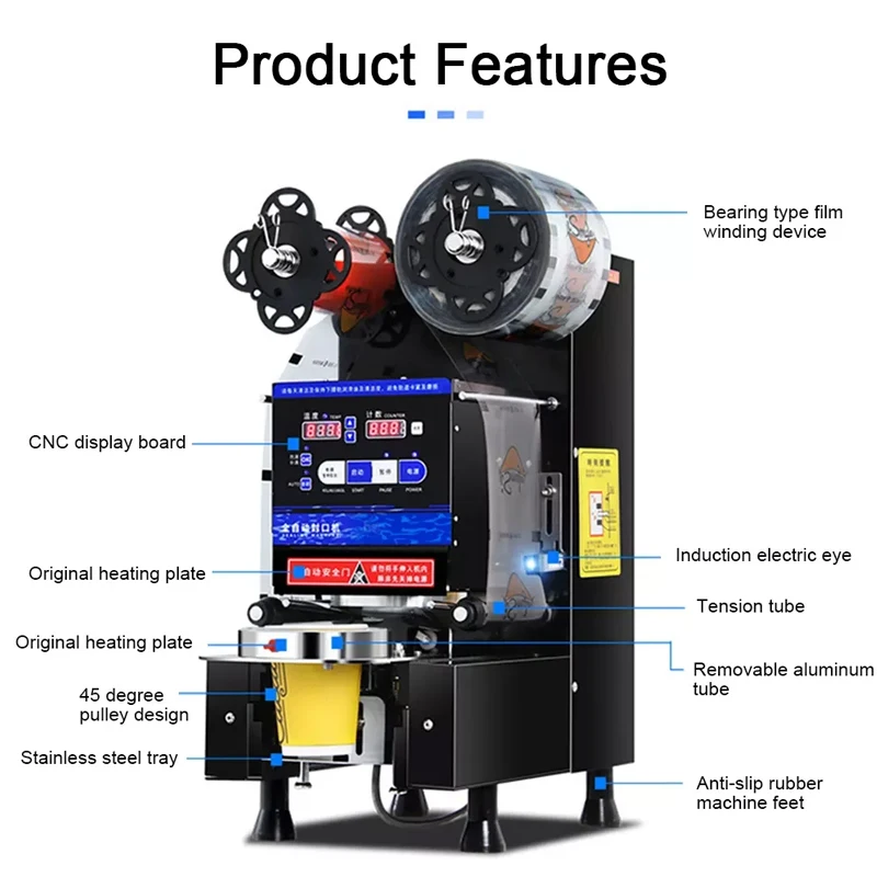 New Plastic Cup Sealing Machine, Milk Tea Beverage Sealing Machine Standard Cup Diameter: 9cm, 9.5cm With Counting Function