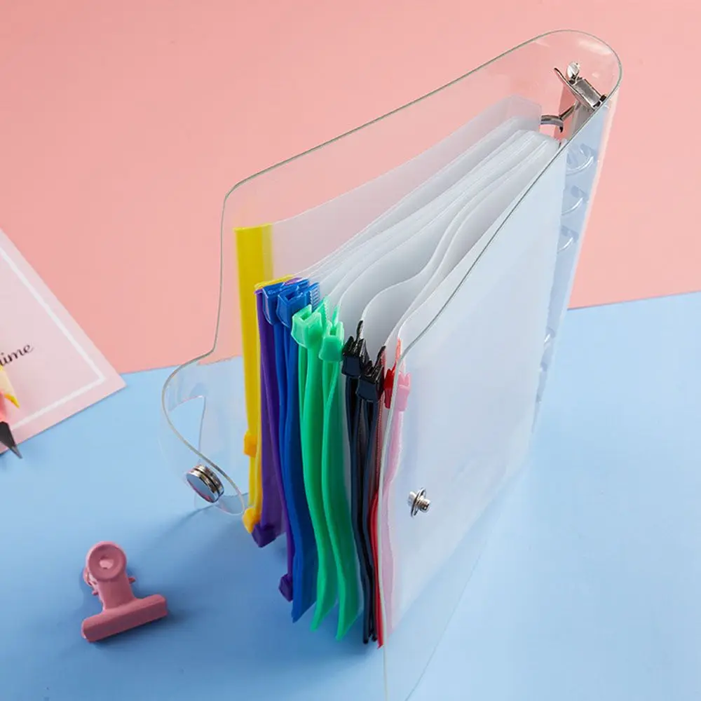 Clear Envelopes Document Filing Bags Loose Leaf Bags 6 Ring Notebook Binder Binder Zipper Folders Binder Pockets A5 A6 Size