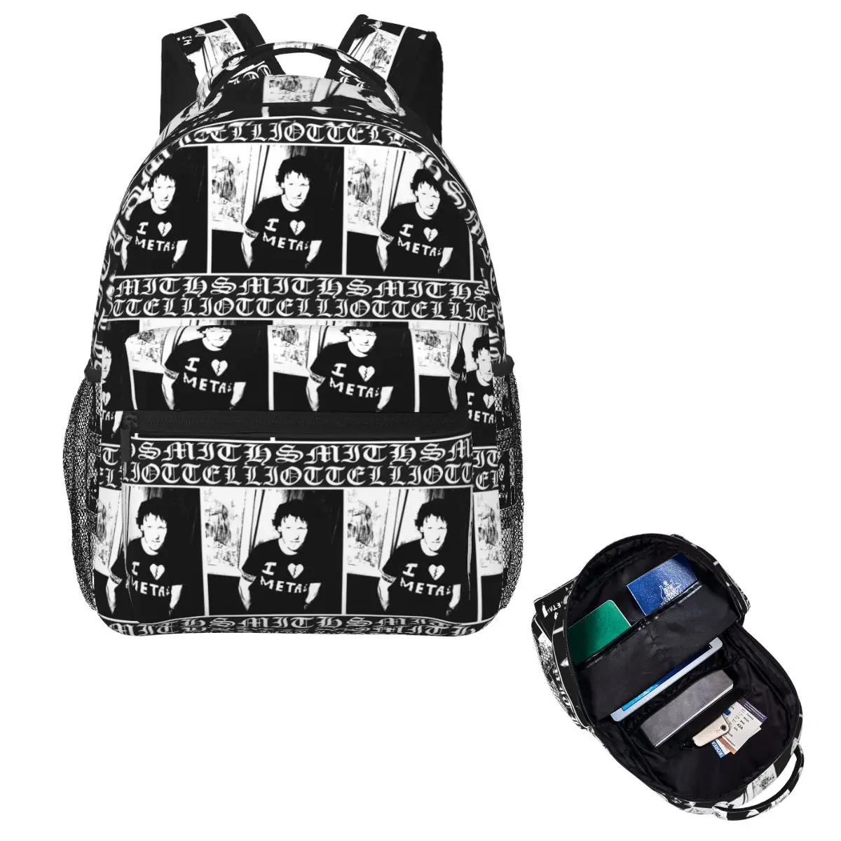 Elliott Smith Lt Metal Student Backpack School Bag Hiking Travel Daypack for Boys Girls Fashion Bookbag Shoulder Bags