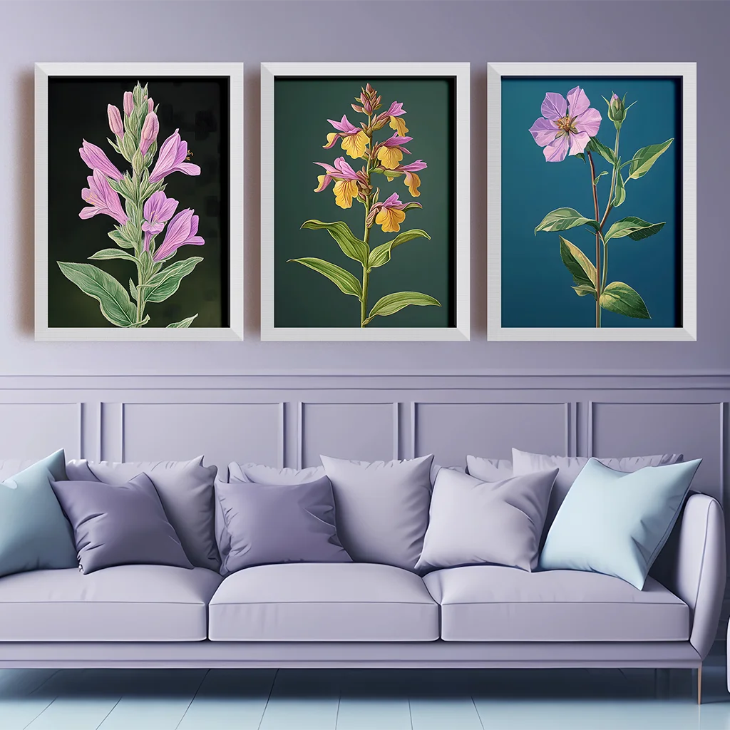 

Vintage Botanical Wall Art, Western Floral Canvas Painting, Flower Aesthetic Poster Print for Bedroom Living Room Wall Decor
