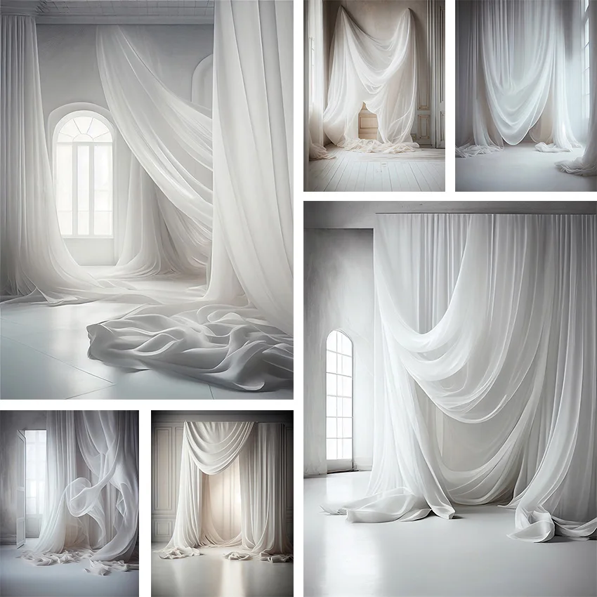 Mehofond Photography Background White Room Curtain Window Adult Birthday Wedding Maternity Portrait Decor Backdrop Photo Studio