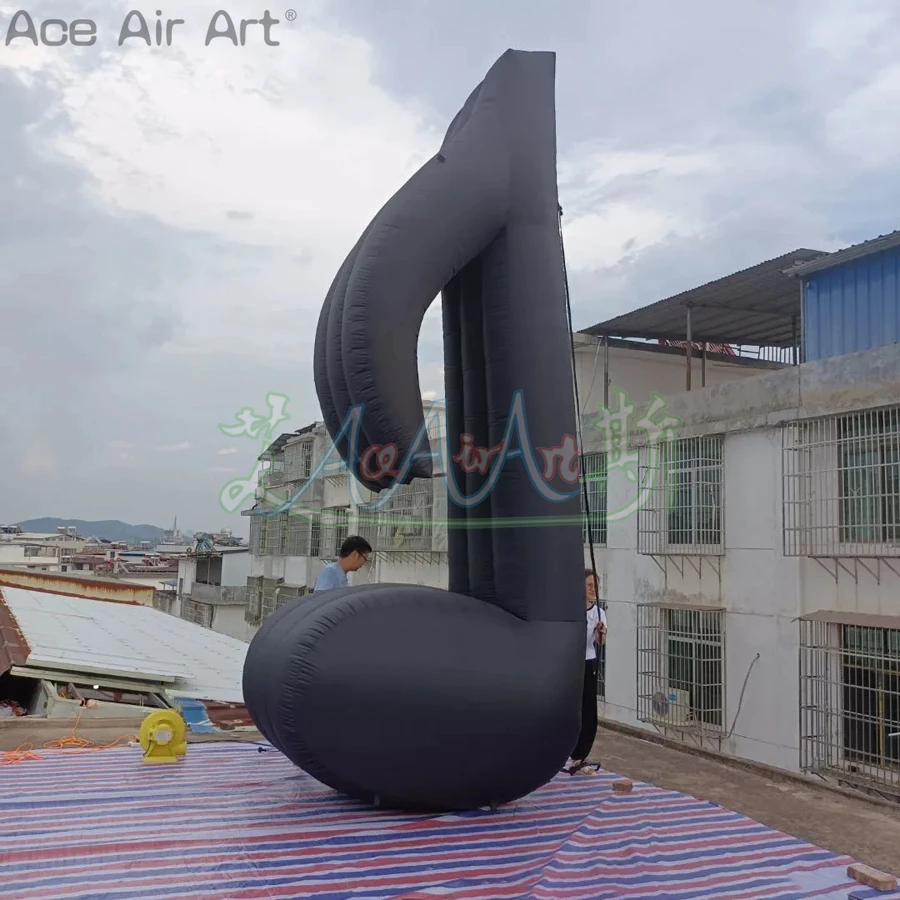 5m H Customized Giant Inflatable Black Music Note for Concert Decoration Exhibition