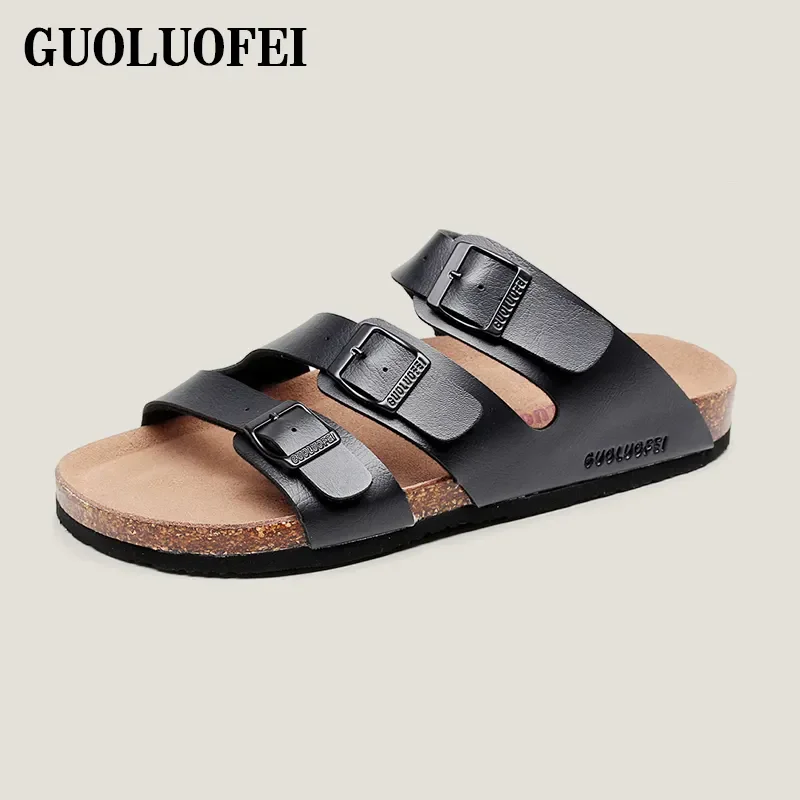 

Hot Popular Summer Beach Women Soft Sole Slide Slip On Buckle Strap Slippers Cork Sandals Leisure Men Ladies Outdoor Anti-slip F