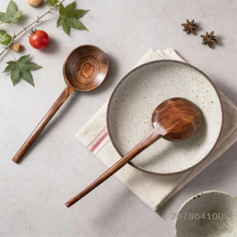 〔C〕Long Handle Ramen Wooden Spoon Home Large Soup Small Japanese Kitchen Cooking Tableware Soup Teaspoon Catering Tablespoons