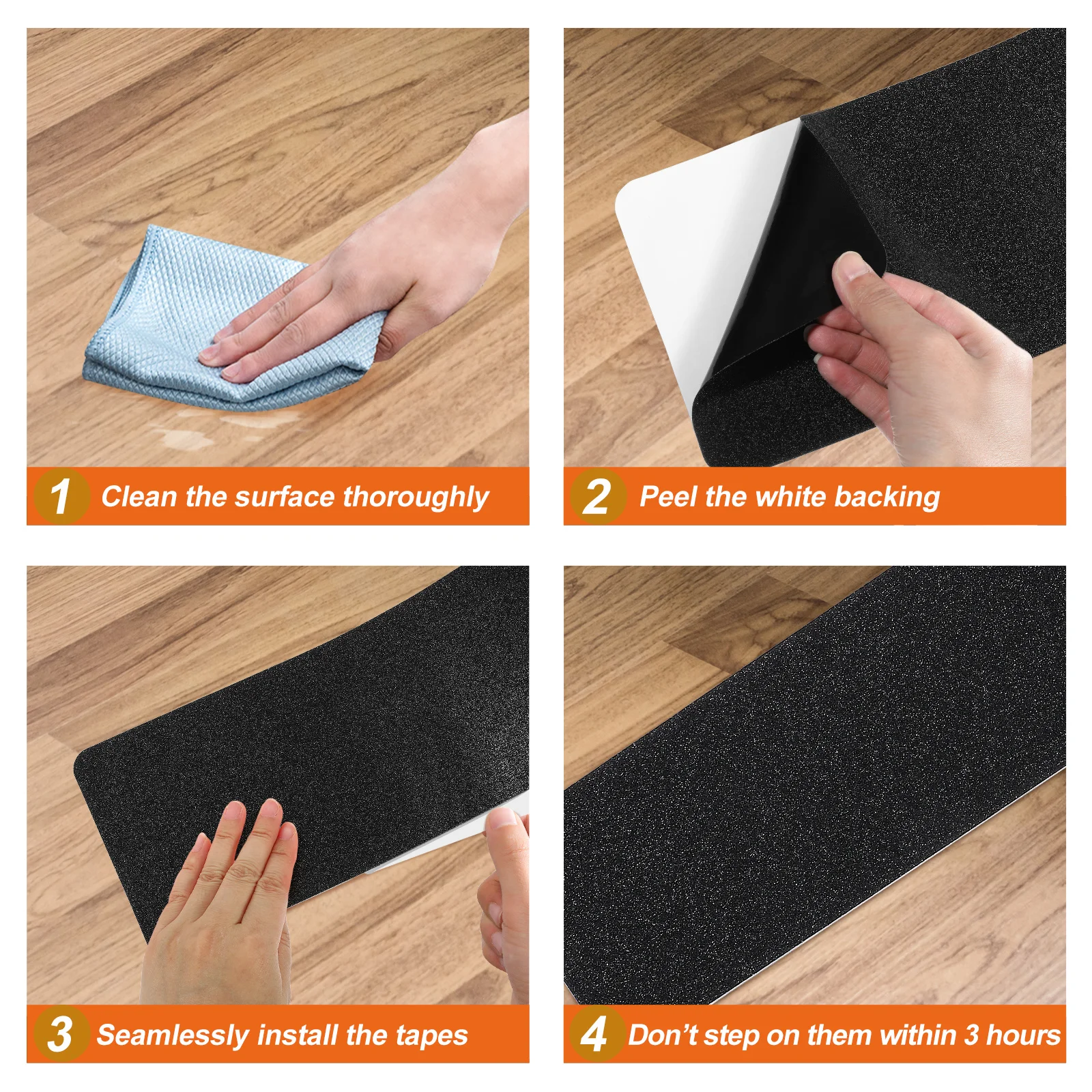 5 strisce antiscivolo resistenti all'usura, facile da attaccare, gradini per la riduzione del rumore, per interni ed esterni, gradini per tappeti, skateboard