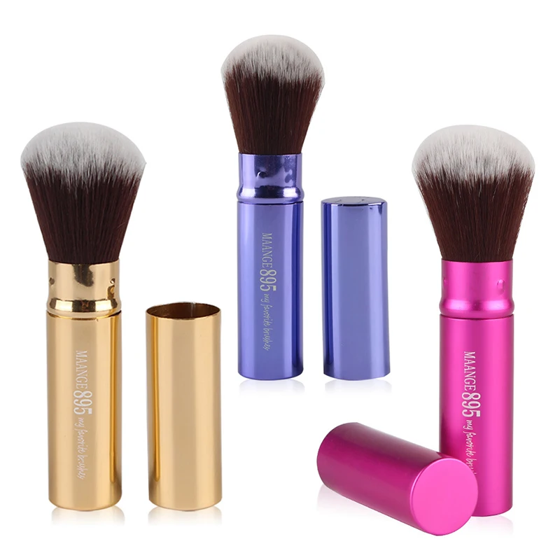 1 Uds. Mini brocha de maquillaje suave con cúpula retráctil profesional, base retráctil, colorete cosmético, brochas para polvos faciales