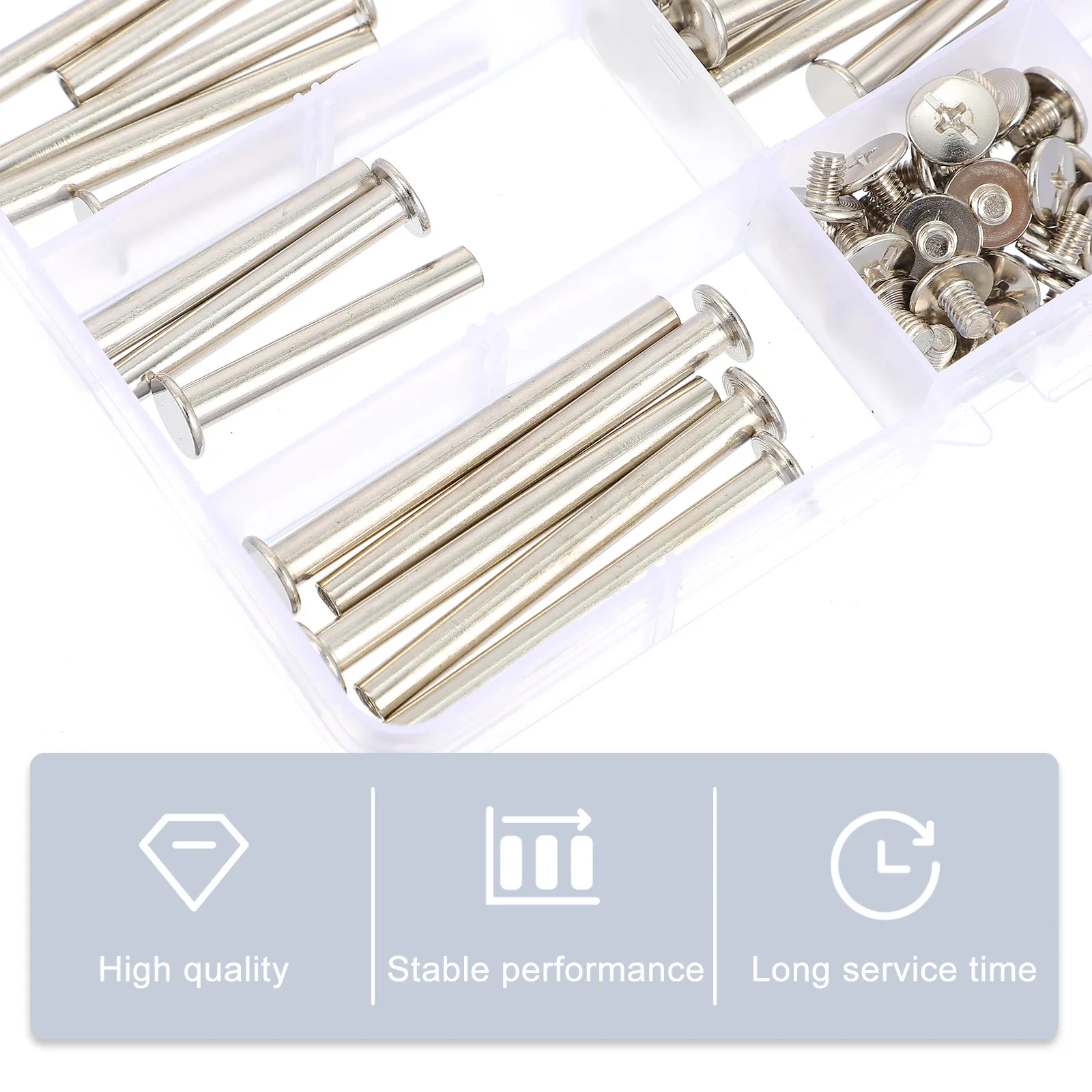 60Pcs Premium Locking Screw Posts for Scrapbook Album Binding Round Smooth Hard Thick Metal Color Carbon Steel DIY