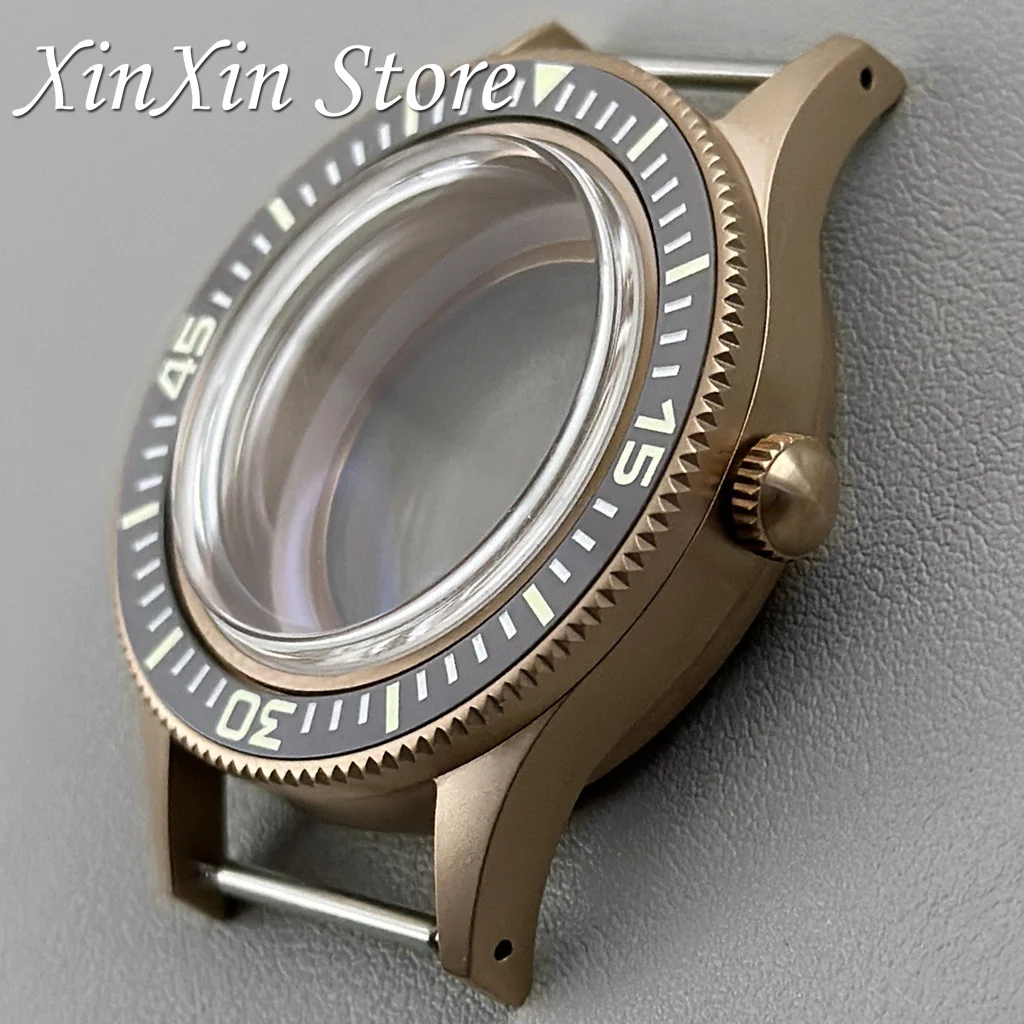 Titanium Rose Gold 40mm Retro Luminous Bezel Diving Double Domed Coated AR Sapphire Glass Watch Case For NH34 NH35 NH36 Movement