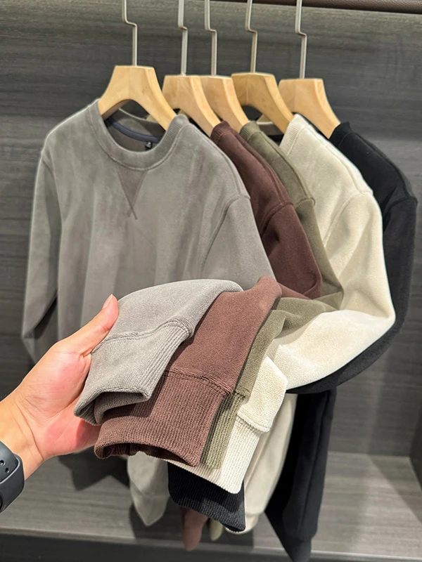 

Skin-friendly Thi Warm Men's round Ne Pullover Color Base irt Simple Sweatirt Casual Comfortable Polyester Blend