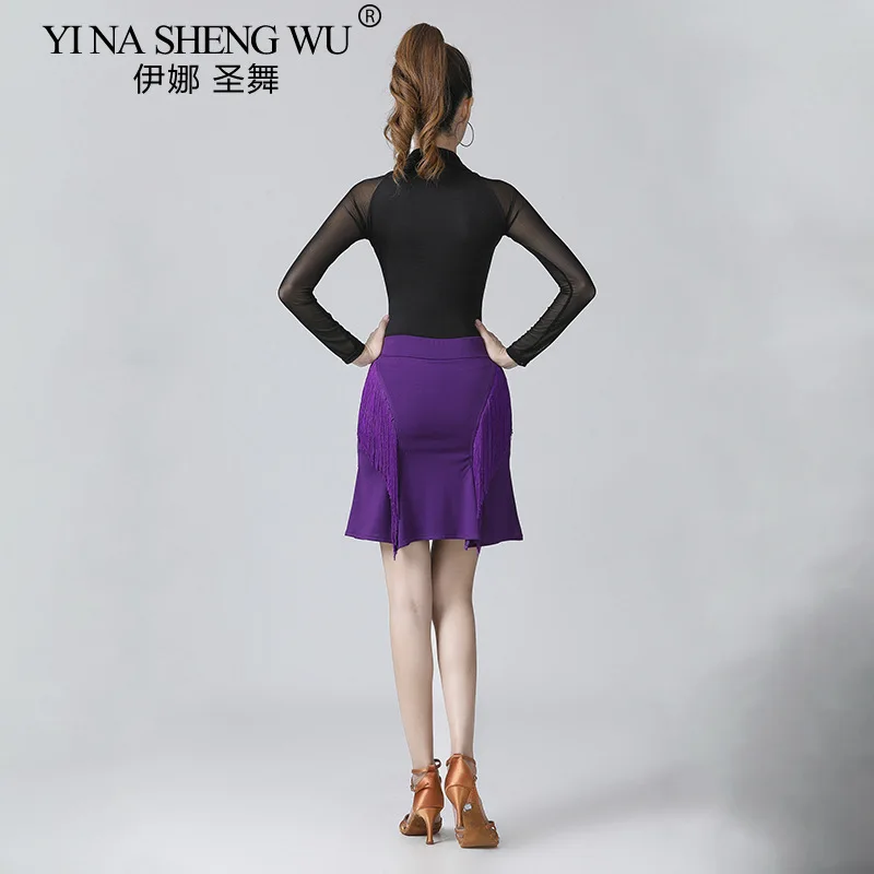 Gonne per pratica di danza latina con frange da donna Costume da ballo per adulti femminile Gonna con nappe Allenamento Sala da ballo Rumba Samba Abbigliamento da ballo