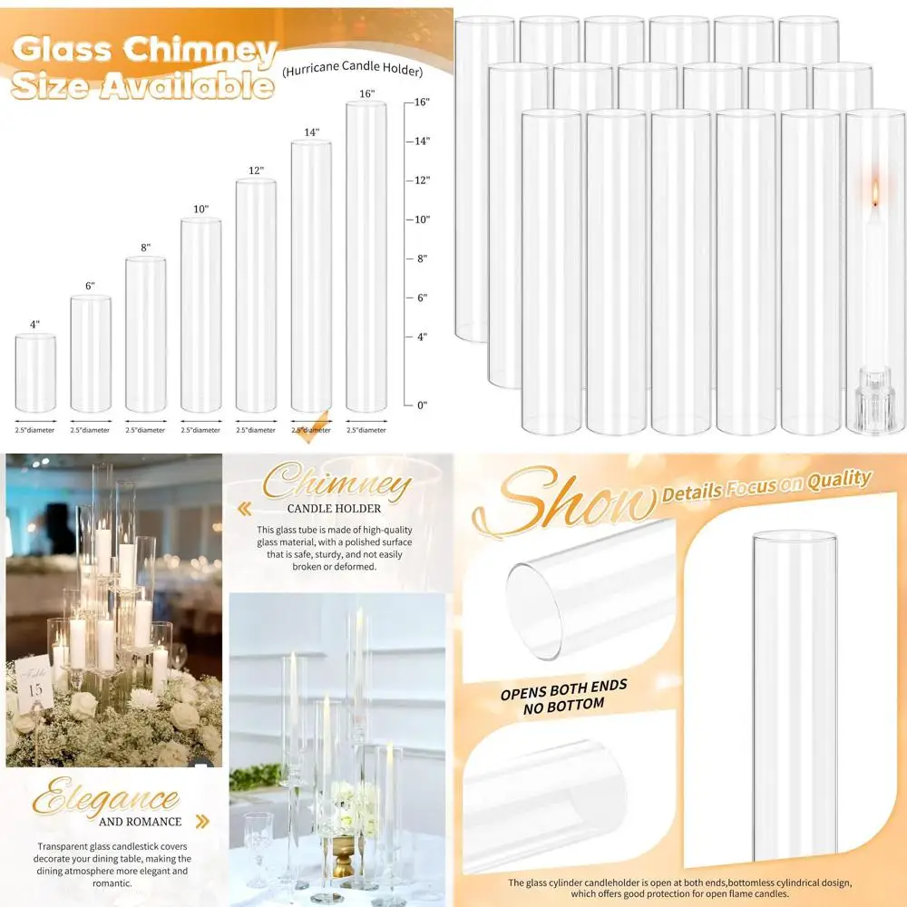 

Подсвечники из прозрачного стекла с ураганом, открытые цилиндры высотой 2,5 x 14 высотов