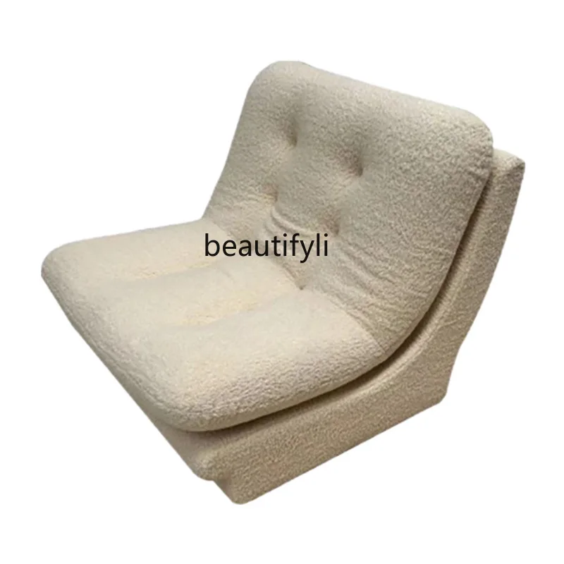 

Minimalist Lambswool Designer Leisure Couch Balcony Living Room Fabric Craft Sofa Single Seat