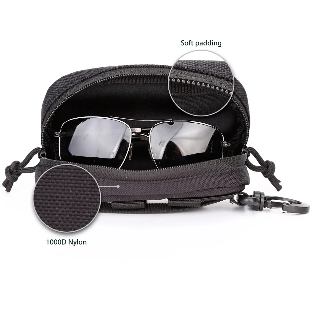 Tactical Sunglasses Bag Molle Durable Goggles Case EDC Waist Pack Utility Army Hunting Accessories Organizer Eyeglasses Case Bag