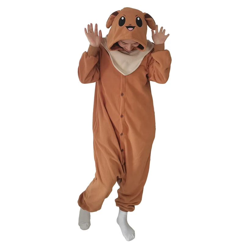 Eevee Onesies Halloween Cosplay Costume for Adults Women Pajamas One-Piece Pijamas Kigurumis Christmas Men Winter Homewear Gift