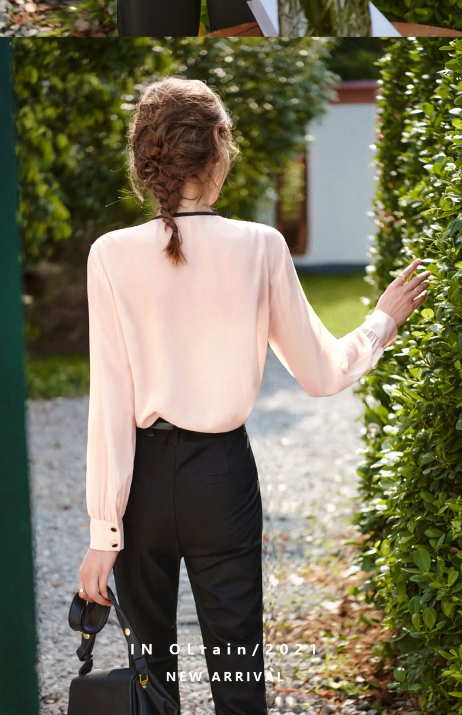 เสื้อชีฟองผู้หญิง OLrain รุ่น 2025 คอทรงโอ แต่งโบว์ ติดกระดุม แขนยาว สไตล์สาวออฟฟิศ เสื้อผ้าหรูหราสำหรับผู้หญิง รุ่น M56QC52985